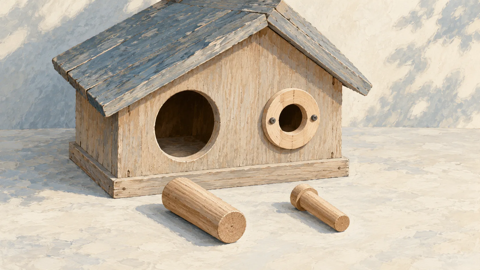 Dovecote entrances with a fitted collar narrowing one opening