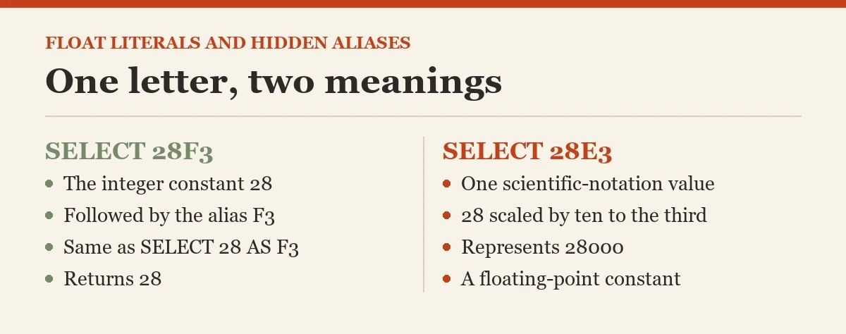 One letter, two meanings: a diagram about the float literals