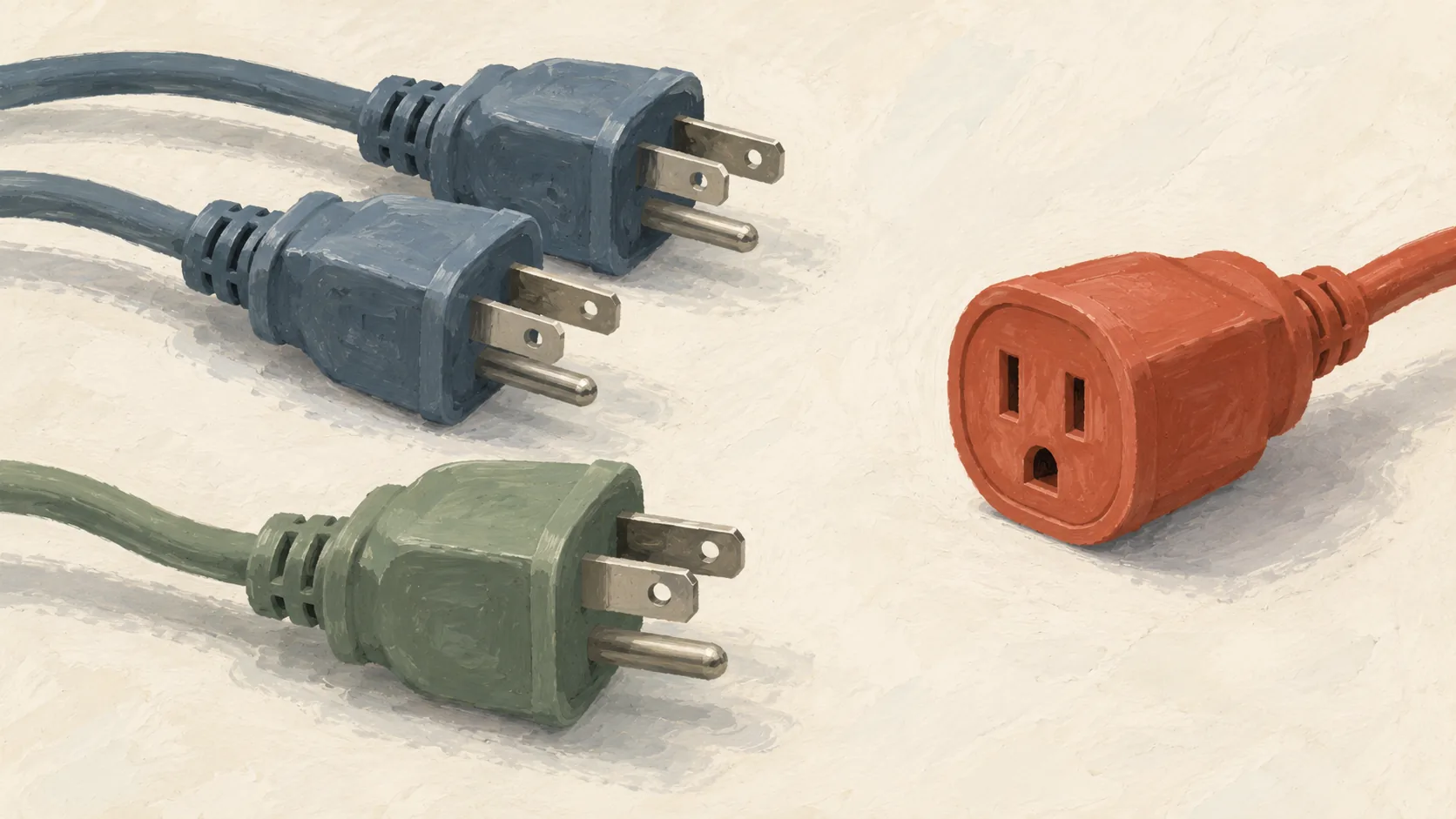 Grouped extension plugs separated from a female connector