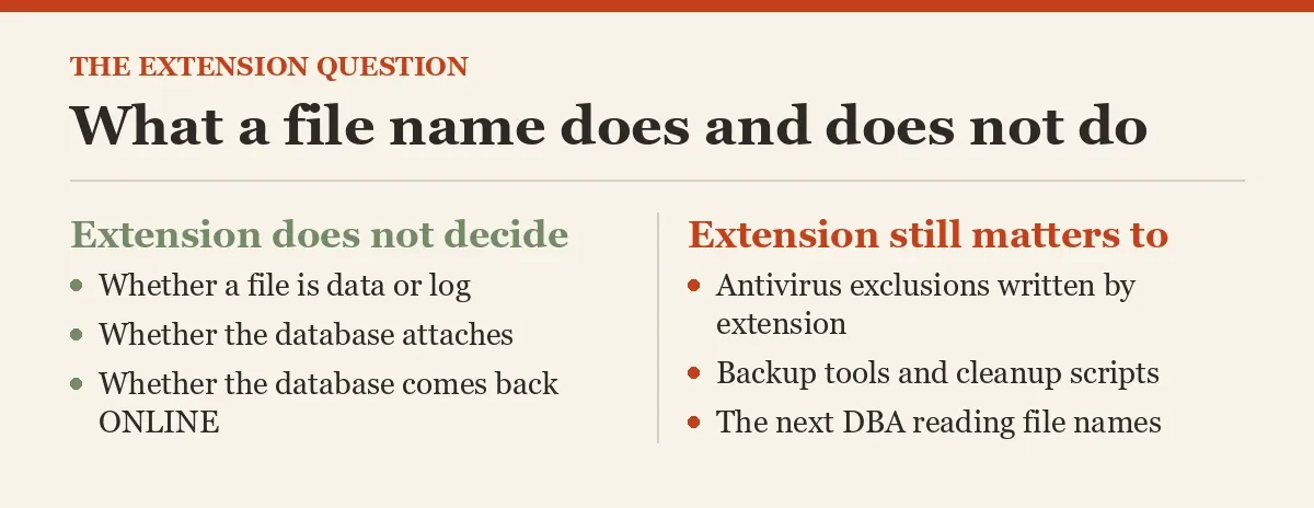 What a file name does and does not do