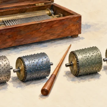 A music-box mechanism with separate cylinders for repeated passages