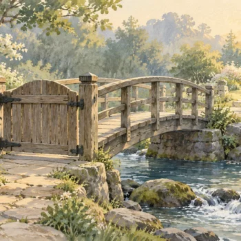 A closed gate blocks access to a bridge that remains in place
