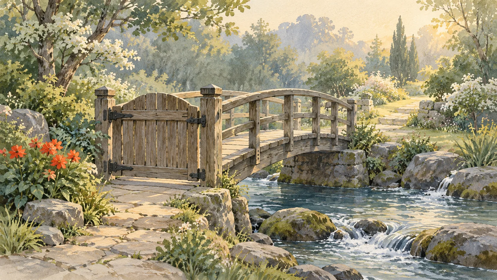 A closed gate blocks access to a bridge that remains in place