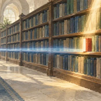 A narrow beam finds one book in a large library