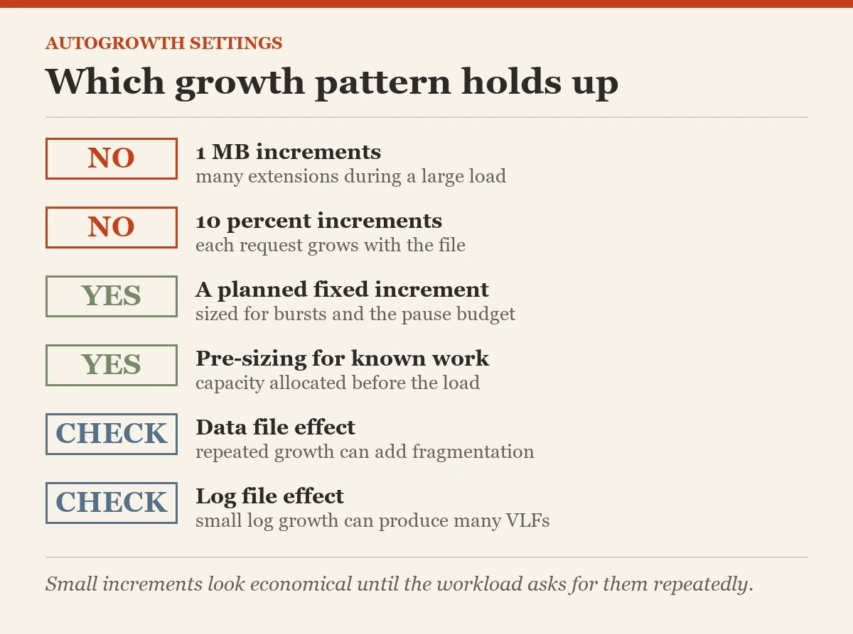 Which growth pattern holds up: a diagram about the autogrowth settings