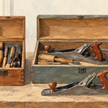 A small and a large tool chest hold tools of different sizes