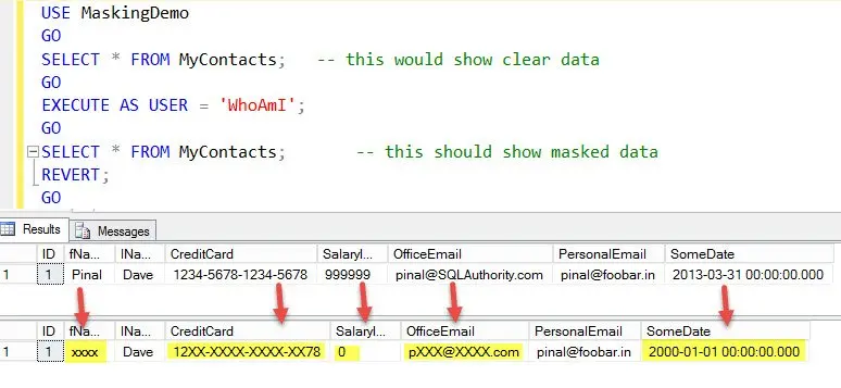 SQL Server - 2016 - New Feature: Dynamic Data Masking
