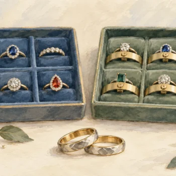 Unique rings arranged under two different display rules