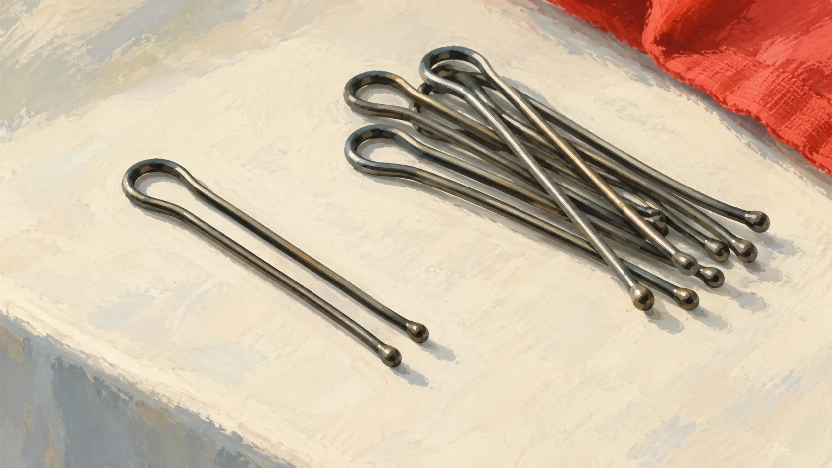 Hairpins with two metal legs forming each single pin