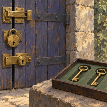 A gate needs several keys, but a required position in the key tray is empty