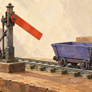 A railway semaphore signals when a stretch of track can proceed