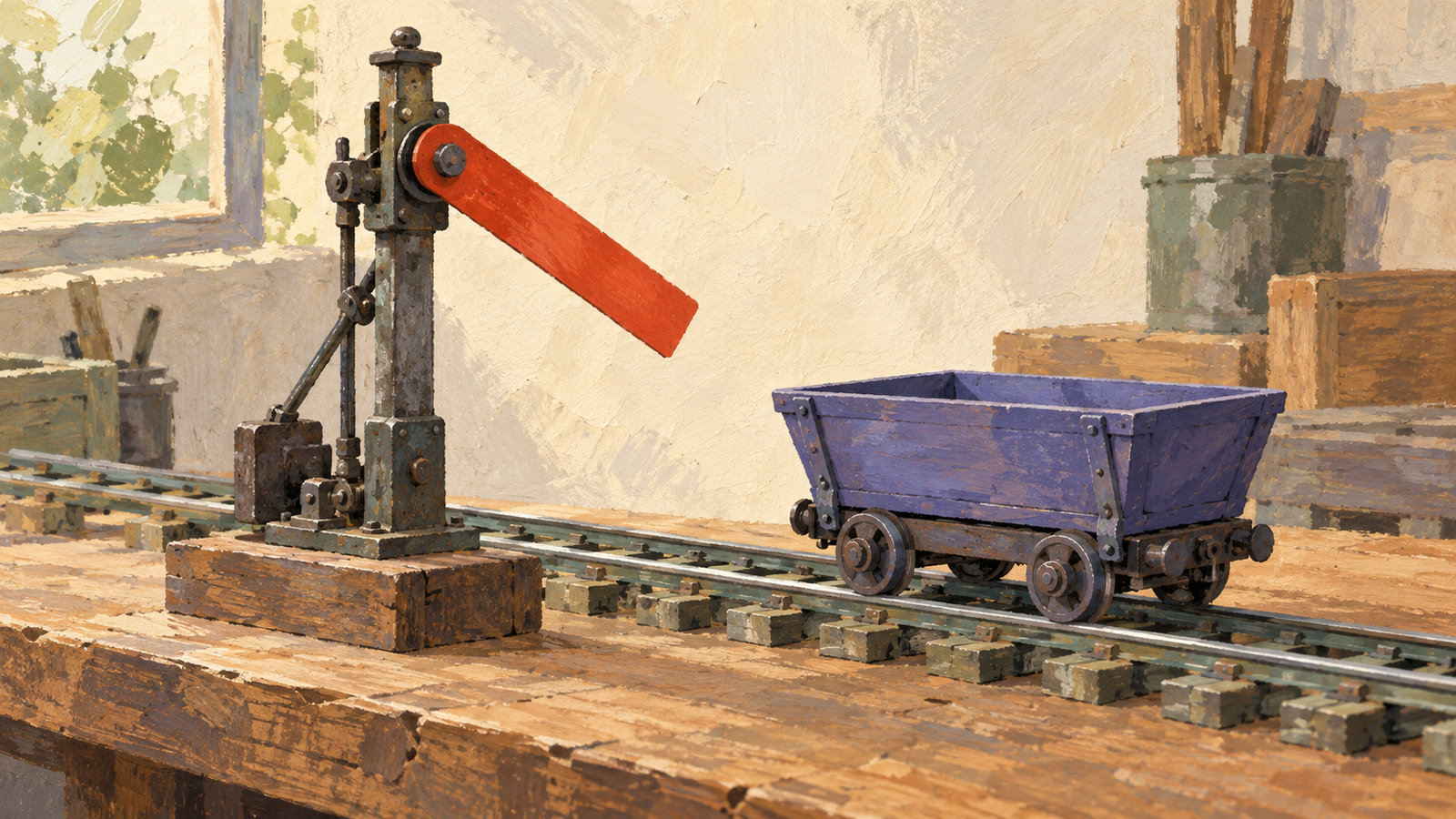 A railway semaphore signals when a stretch of track can proceed