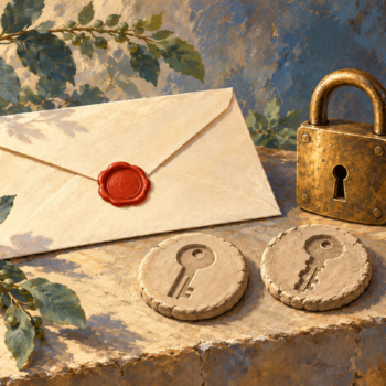 A sealed envelope, brass lock and two different key impressions suggest preserved evidence of a change