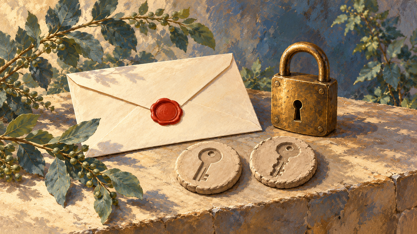 A sealed envelope, brass lock and two different key impressions suggest preserved evidence of a change