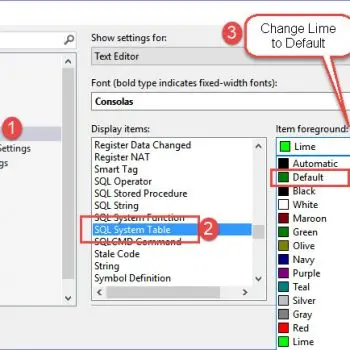 SQL SERVER - Change Color for System Object Name in Text Editor (SSMS 2016)