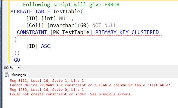 Null value in column