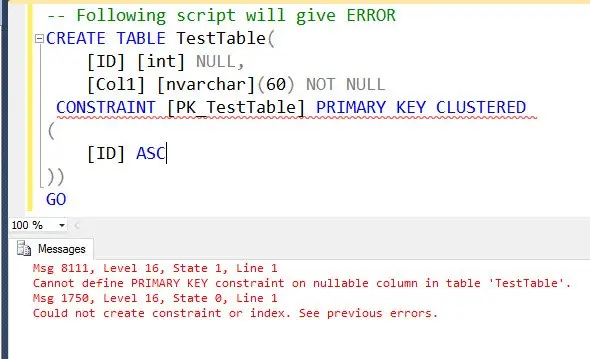 Original nullable primary key declaration is rejected with error8111 followed by1750