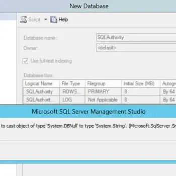 SQL SERVER - Unable to cast object of type 'System.DBNull' to type 'System.String'. (Microsoft.SqlServer.Smo)