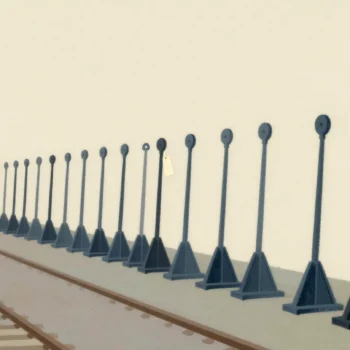 A row of iron levers in a railway signal box, a hand tying a small red cloth tag to one lever