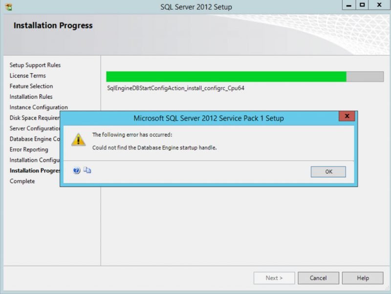 Sql Server Install Error Could Not Find The Database Engine Startup 1318