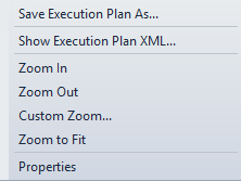 Original native SSMS menu showing Save Execution Plan As
