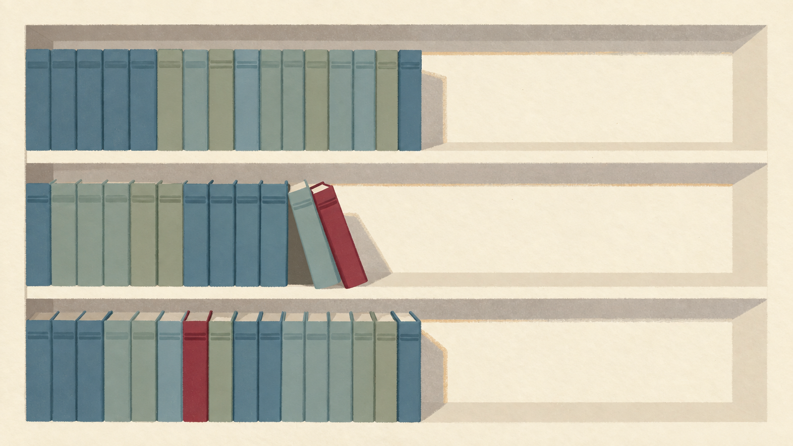 Orderly books with space left on the shelves