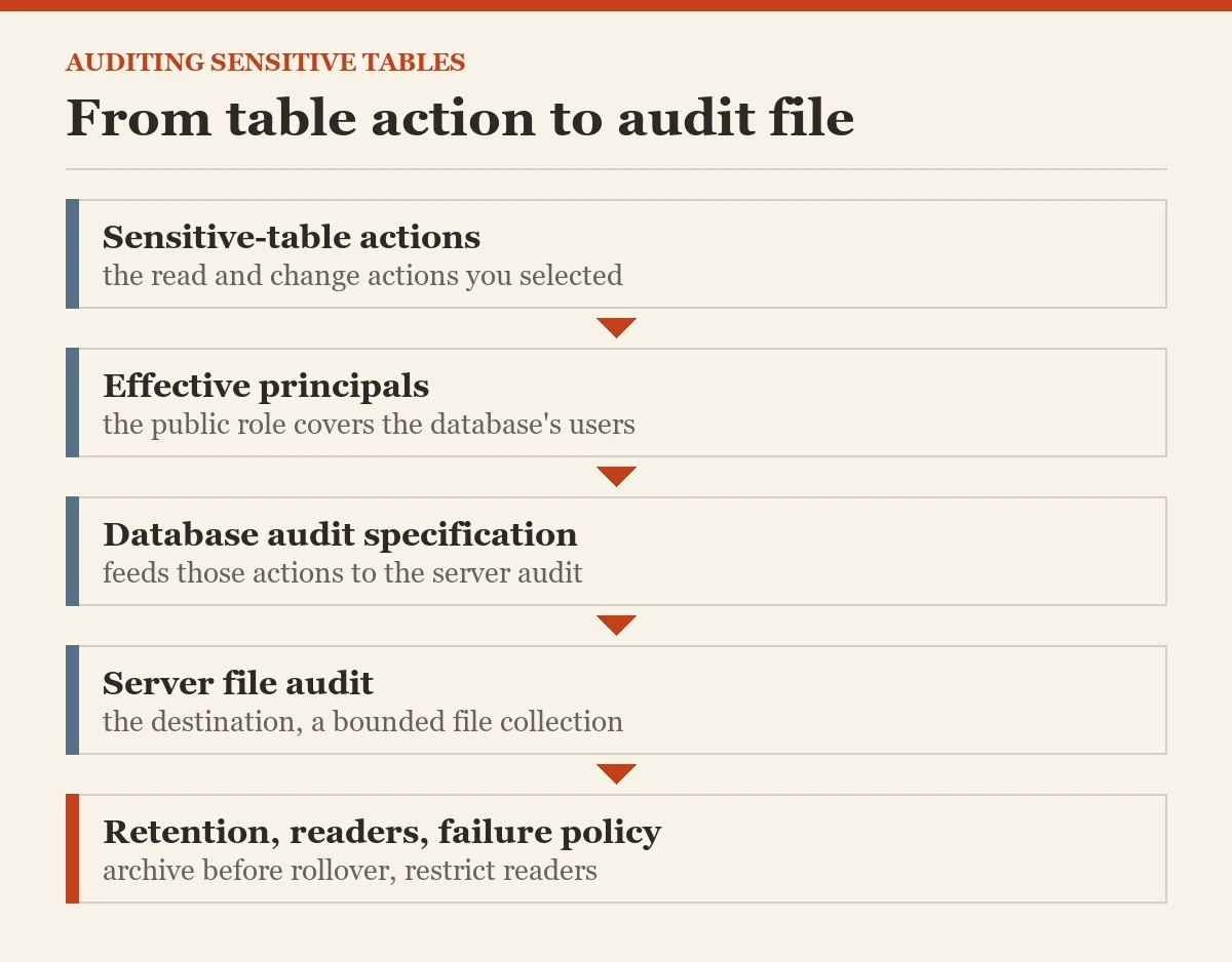 From table action to audit file: a diagram about the SQL Server audit