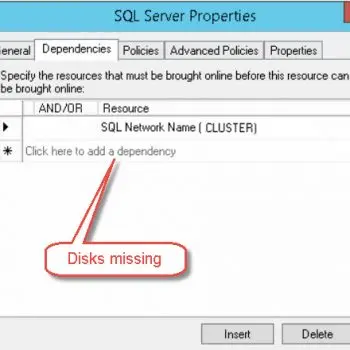 Disk missing error in SQL Server.