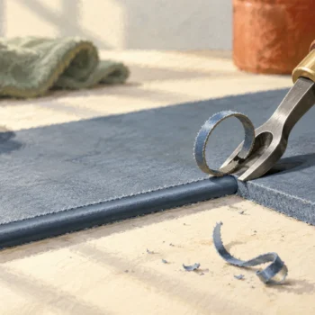 Leather beveler applying a repeated trim to one selected edge