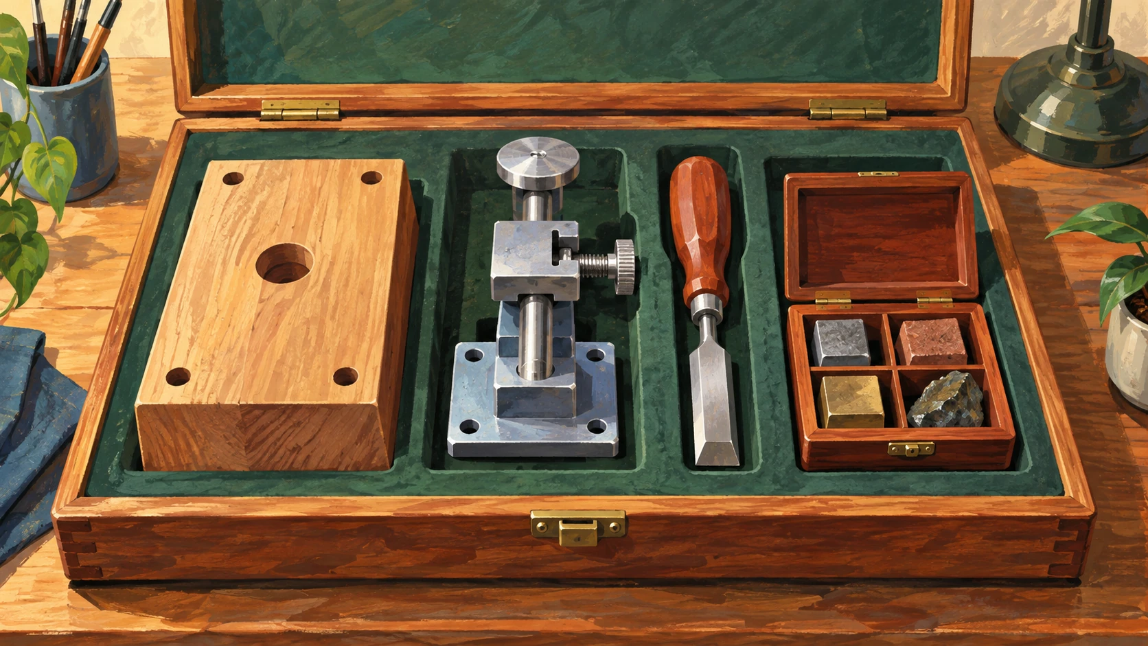 An opened four-part workshop kit ready for a hands-on setup