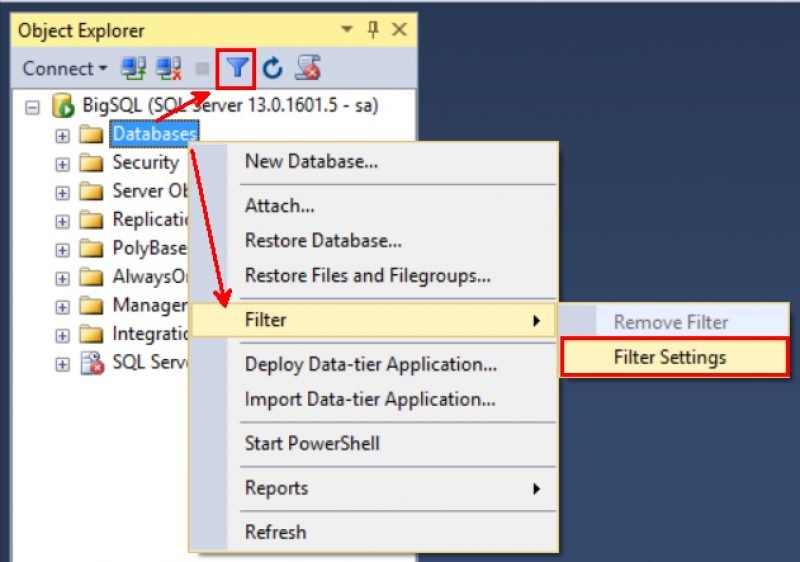 SQL SERVER - SSMS Enhancement - Databases Node Filter Capability Filter-databases-SSMS-01-800x562 