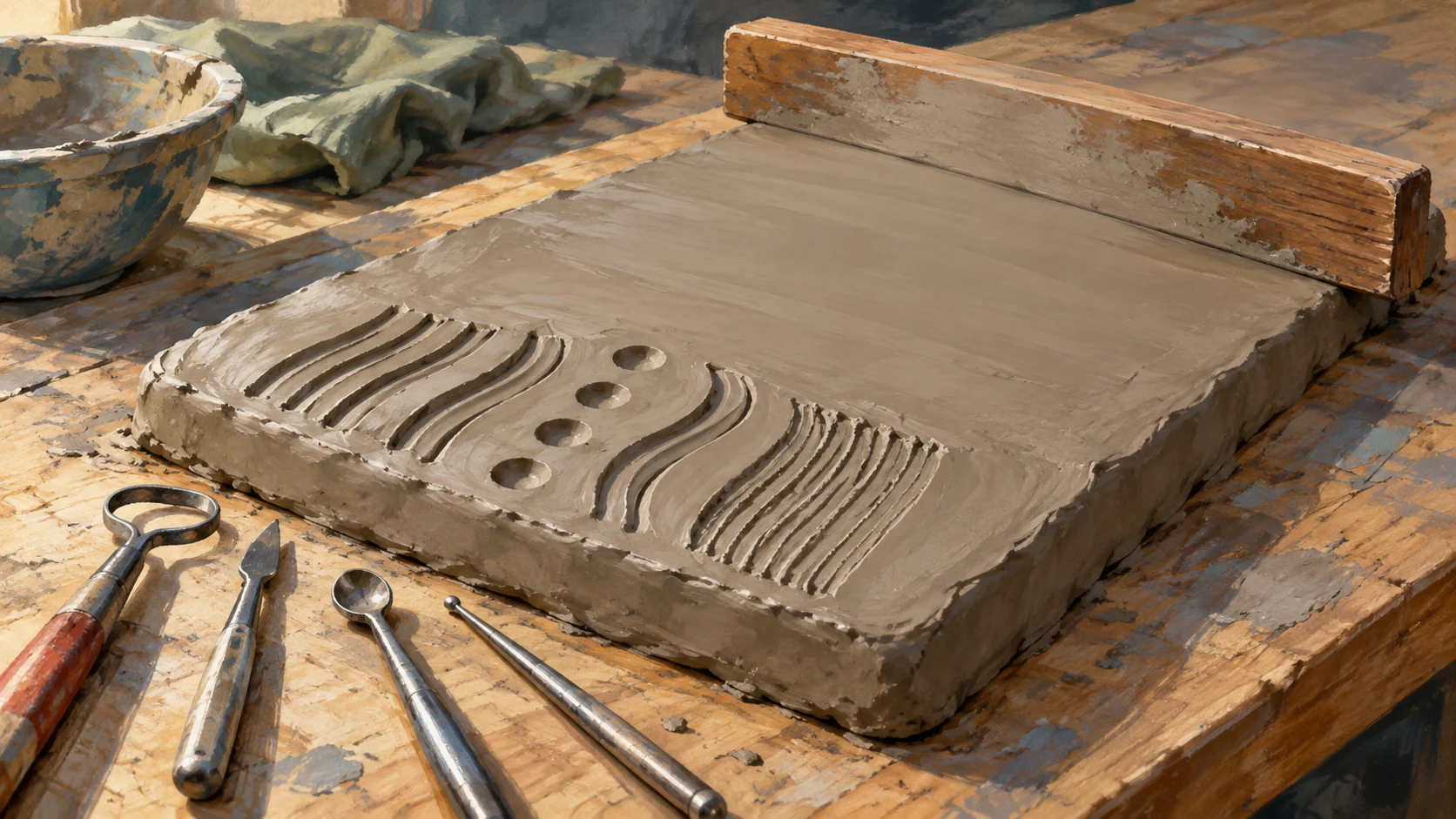 Recent impressions remain in wet clay while older marks have been smoothed away