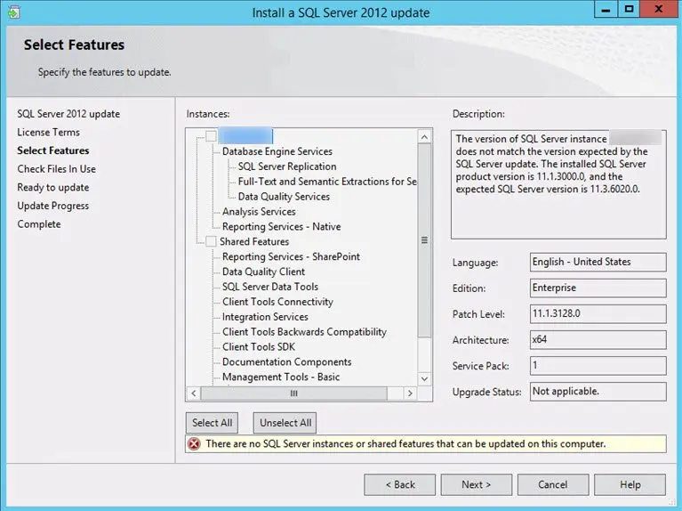 Sql server update tool window.