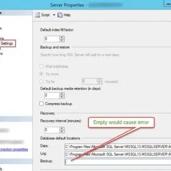 SQL SERVER - Msg 3047, Level 16, State 1: The BackupDirectory Registry Key is Not Configured Correctly