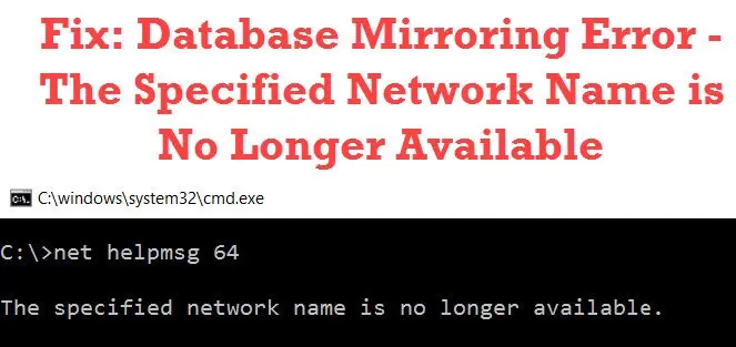 Specified network name error cmd error.