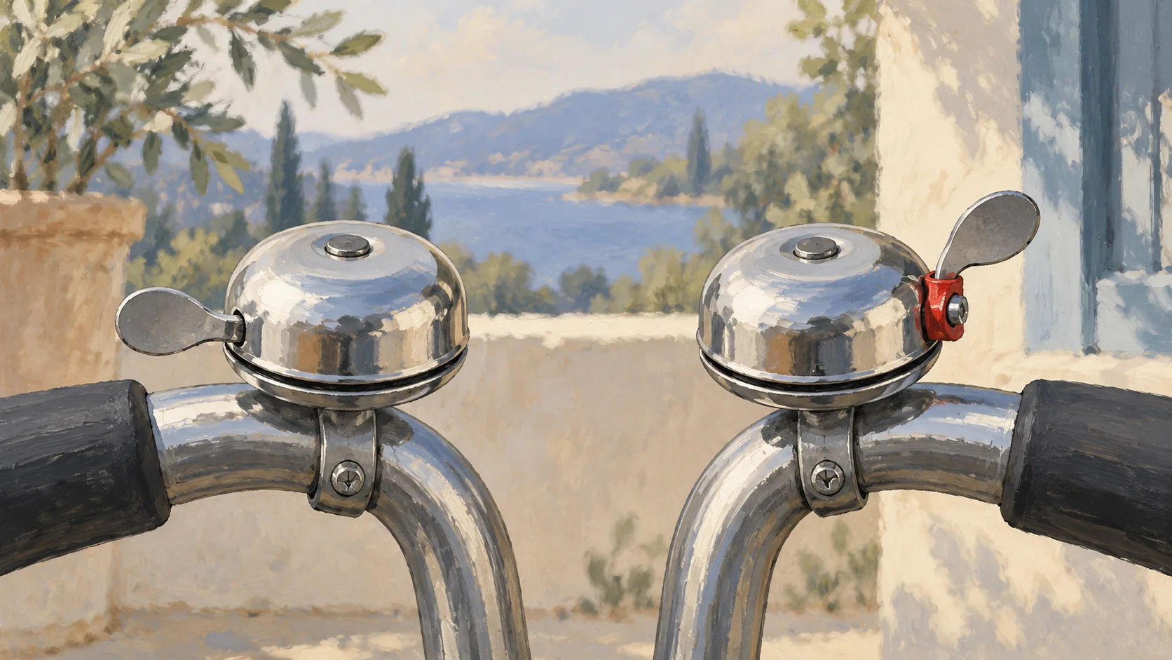 Matching bicycle bells with one lever deliberately adjusted