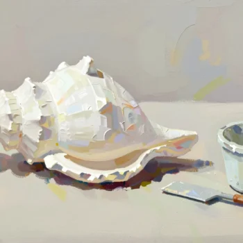 A pale sculptural copy beside an unfinished shaping bowl