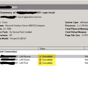 Cluster Network Unavailable In Fcm.