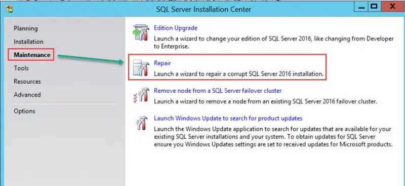 SQL Server Installation Center.
