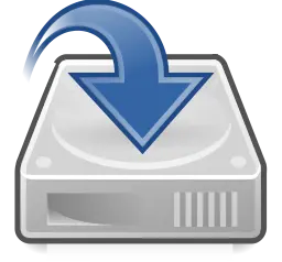 Arrow showing data being downloaded.