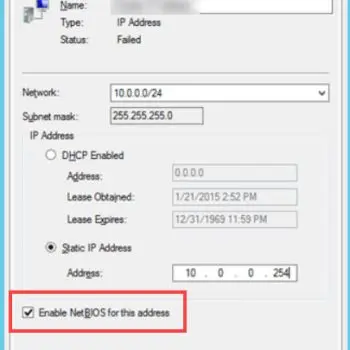 IP address properties dialog.