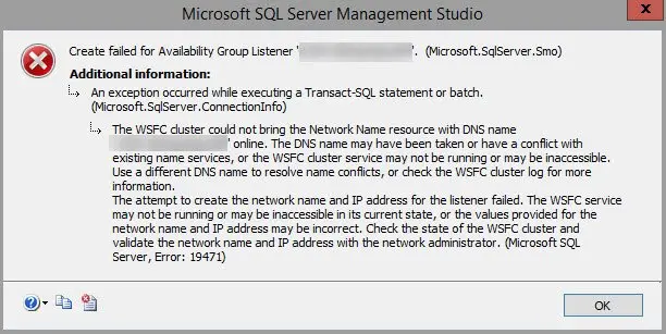 SQL Server Management Studio error.