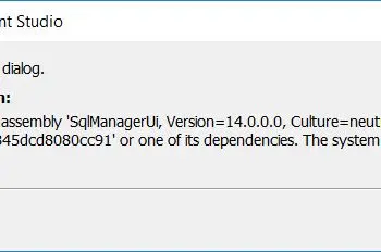 Could not load file or assembly 'sqlmanagerui.