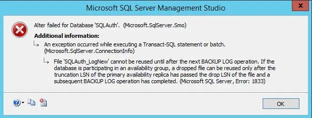 SQL SERVER management studio error.