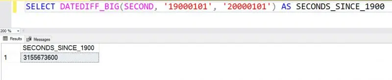 SQL Server query window.