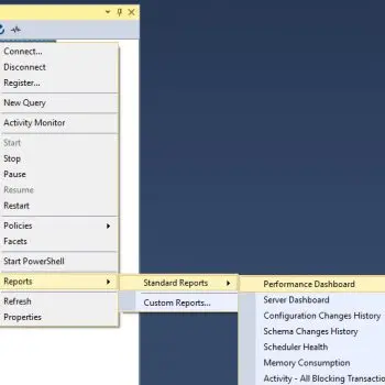 Reports Menu in SSMS.