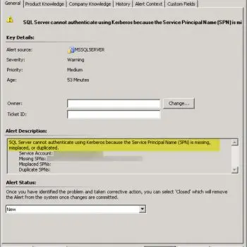 SQL Server Kerberos authentication error.
