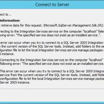 SQL Server Management Studio (SSMS) - Unable to Connect to SSIS - The Specified Service Does Not Exist as an Installed Service