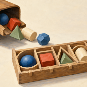 Unknown shapes emerge from a chute and are placed into an adjustable sorting frame