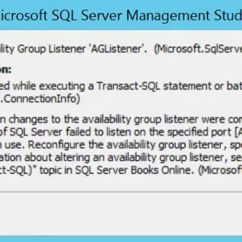 SQL Server AG Listener error message.